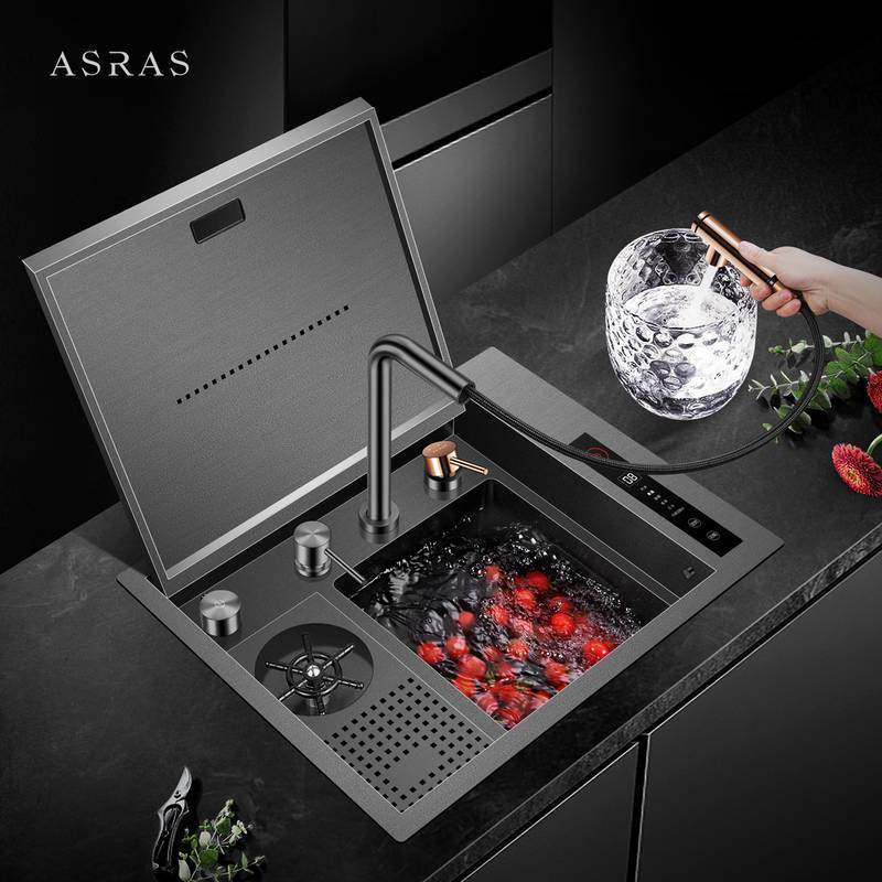 阿萨斯智能水槽果蔬清洗机纳米黑色中岛吧台洗杯器304隐形洗菜盆,厨房电器,果蔬消毒清洗机,淘宝优惠券,粉丝福利购,淘宝优惠卷