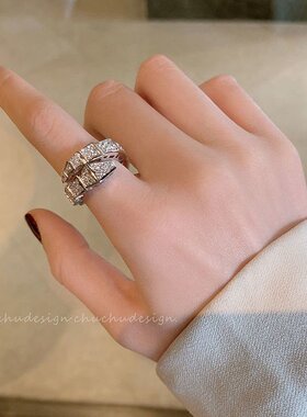 新款 轻奢感戒指女小众设计网红食指戒时尚个性ins潮开口指环