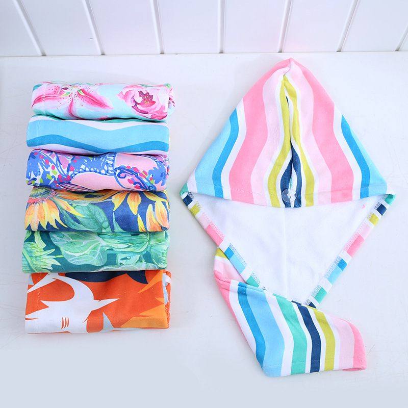 【印花干发帽】超细数码绒发工艺干磨柔软纤维帽吸水材质印花