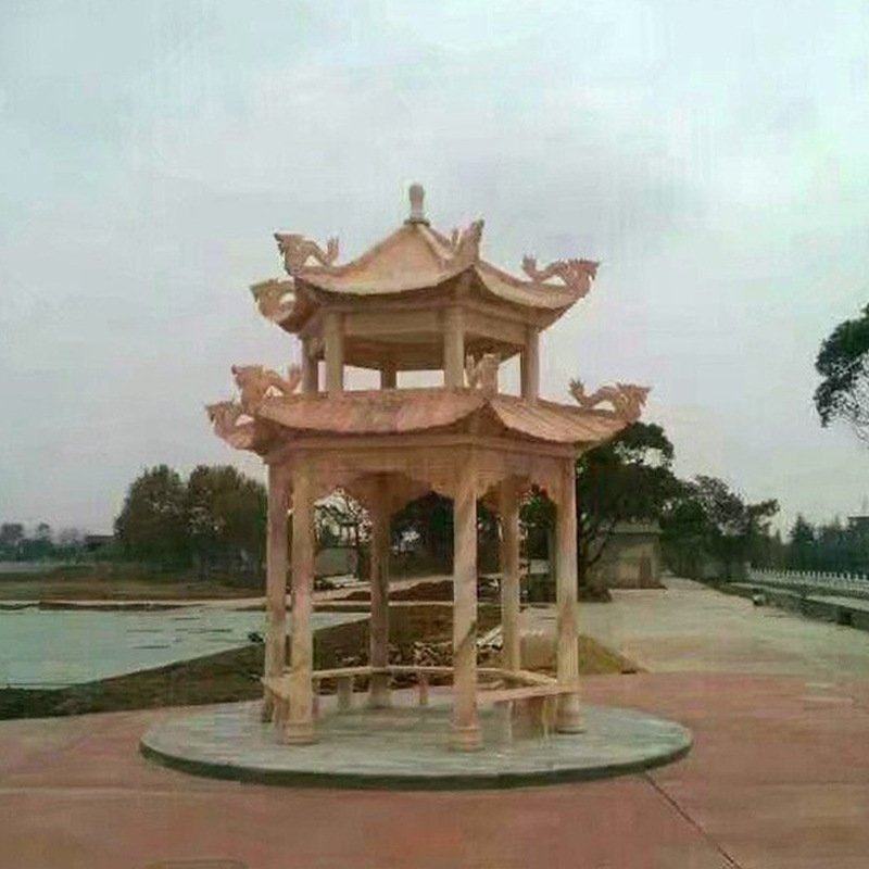 别墅小区石雕凉亭 园林景观户外单层六角凉亭晚霞红欧式石雕凉亭,住宅家具,木屋凉亭,淘宝优惠券,粉丝福利购,淘宝优惠卷
