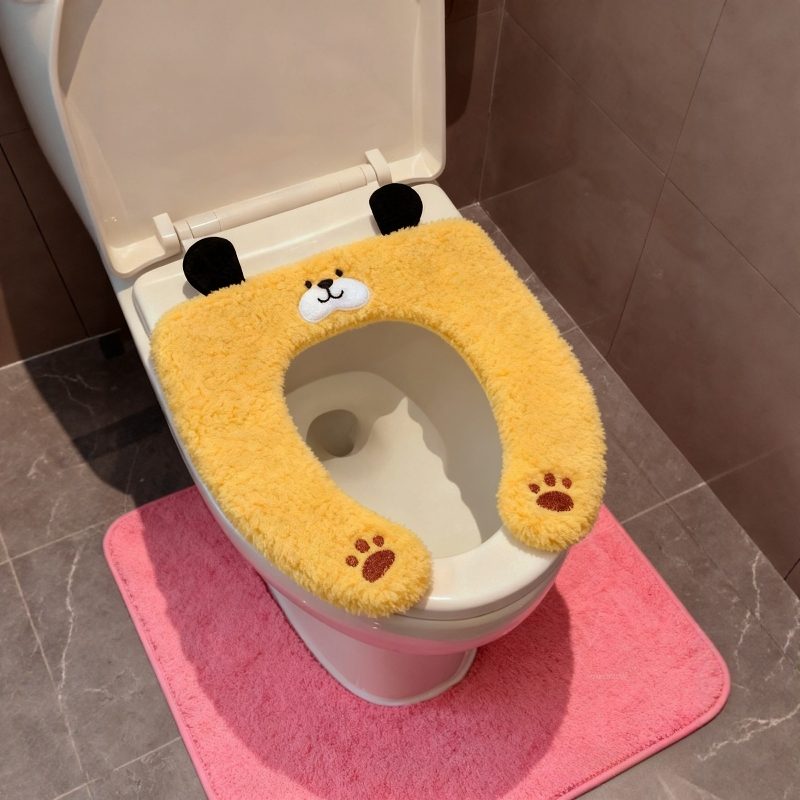 马桶垫冬加厚粘贴式毛绒坐垫四季通用坐便器垫圈家用厕所可爱卡通