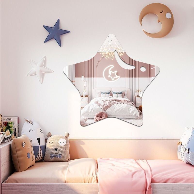 软镜子贴墙自粘墙面贴片亚克力免卡通浴室镜粘贴打孔高清儿童宿舍