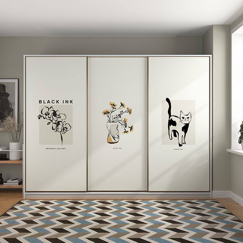 创意北欧莫兰迪简约衣柜门贴自粘整张玻璃防水改造推拉门翻新贴纸