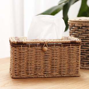 爆款纸绳编织纸巾盒客厅车载纸盒抽装饰餐厅卷筒纸盒桌面创意手工