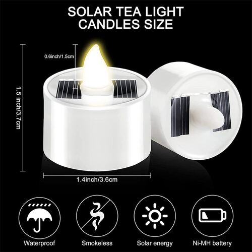 6pcs Solar Tea Light Led Candles Flameless Outdoor Waterproo