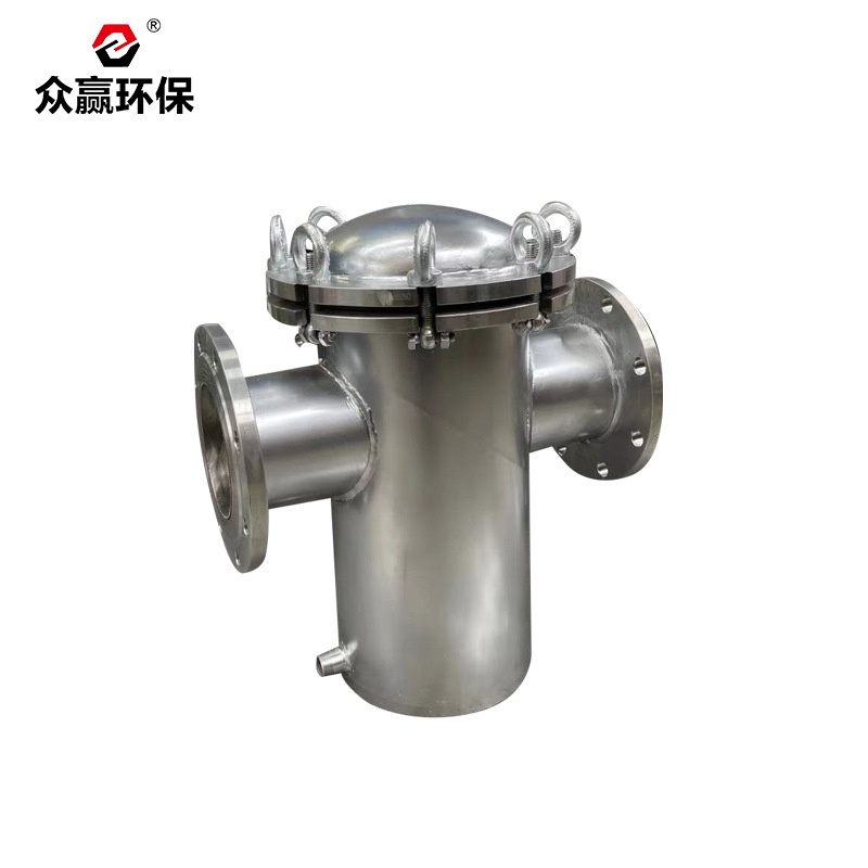 众赢环保法兰易清洗收集毛发管道过滤dn300篮式过滤器