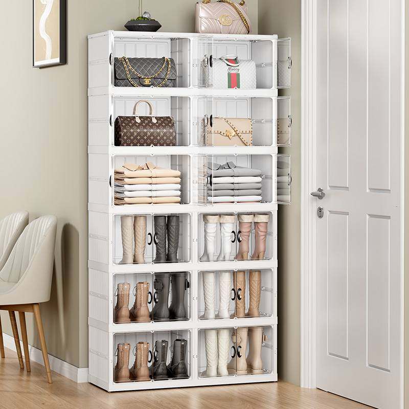 折叠鞋盒大号免安装四排收纳盒多层鞋架鞋柜透明塑料一体式长短靴,收纳整理,鞋子收纳架,淘宝优惠券,粉丝福利购,淘宝优惠卷