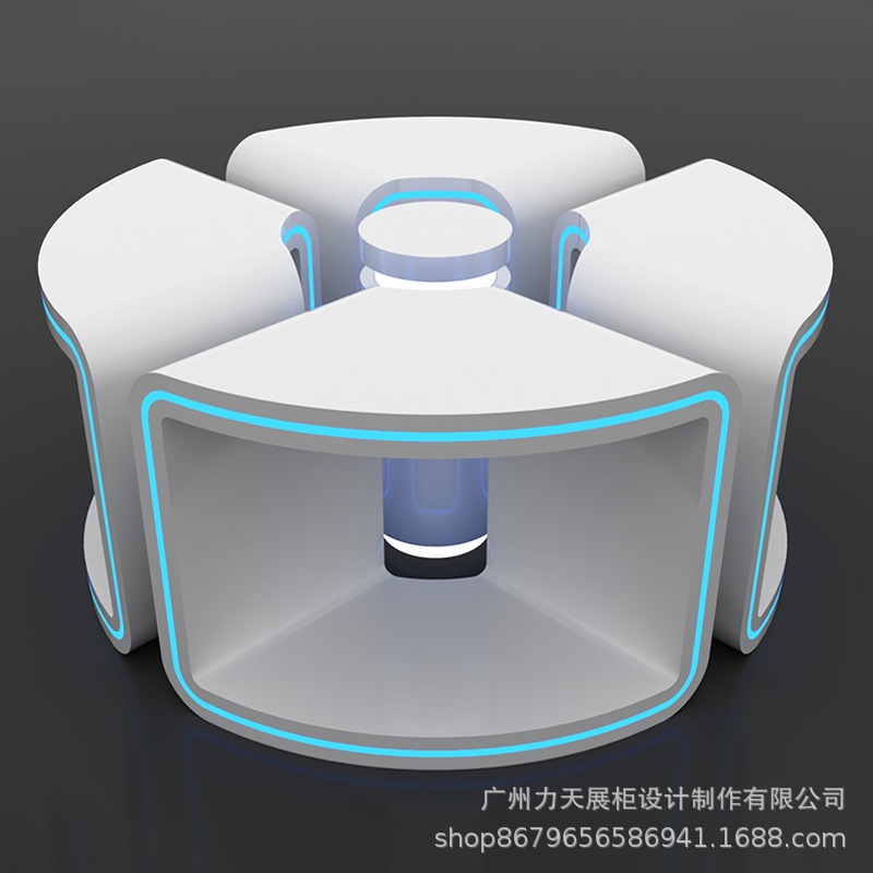 异形烤漆中岛展示台公司展厅科技创意发光展示体验桌展厅展示柜