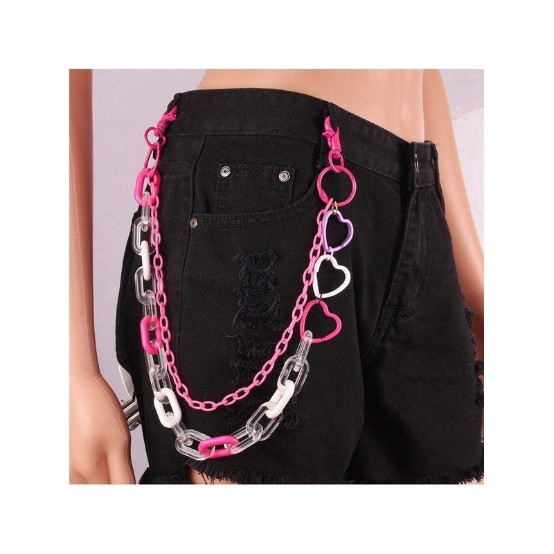 多巴胺y2k腰链条女夏季配饰jk朋克彩虹配裙子牛仔裤链子挂饰腰带