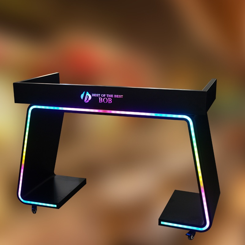 酒吧发光DJ台KTV包厢打碟桌夜店调音台LED铁移动吧台LOGO收银台