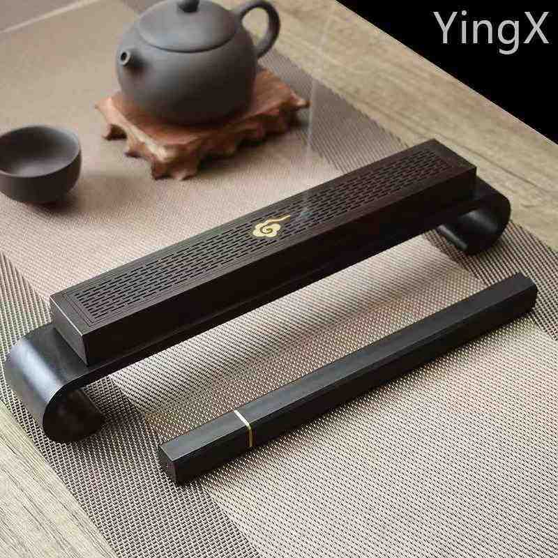 黑檀木紫光檀古琴卧香盒檀线茶道香炉家用熏沉香焚香香炉座香炉