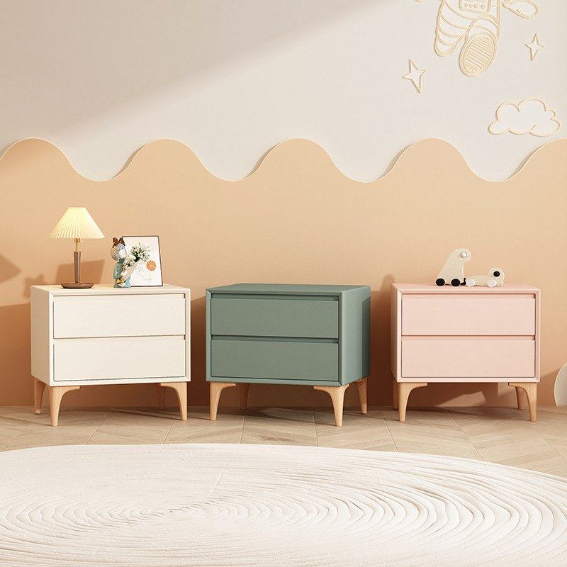 简约现代奶油风床头柜实木高端卧室网轻红意床头收纳简柜极奢式