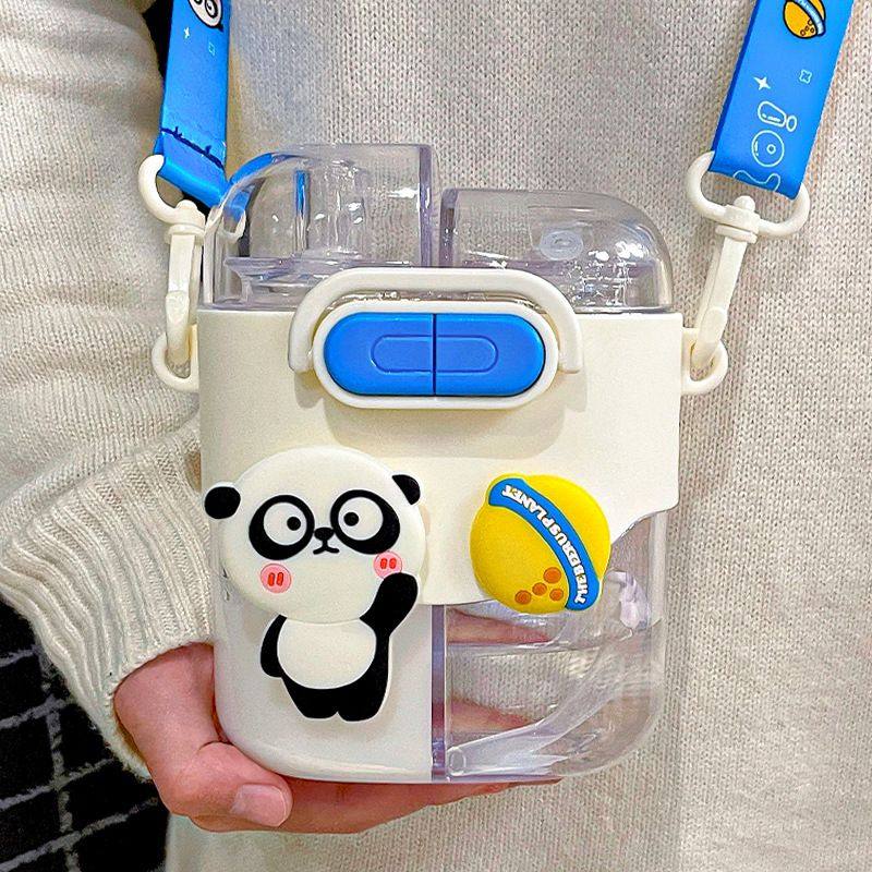 新品 儿童水杯女孩高颜值吸管杯可爱夏季学生运动卡通便携双饮杯