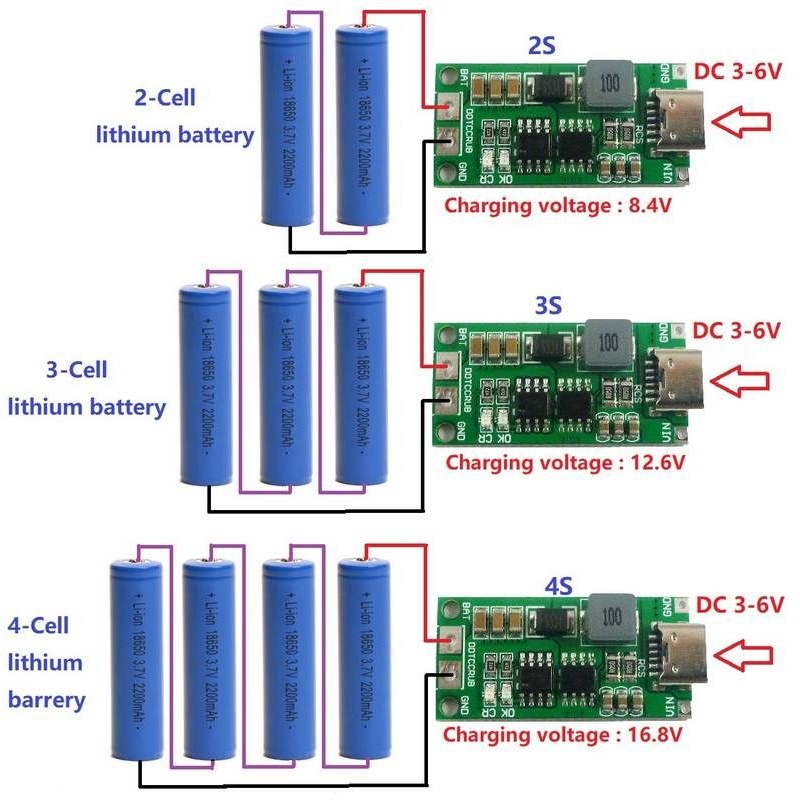 2S/3S/4S 1-4A 升压模块锂聚合物聚合物锂离电池充电模块 DC 3-6V