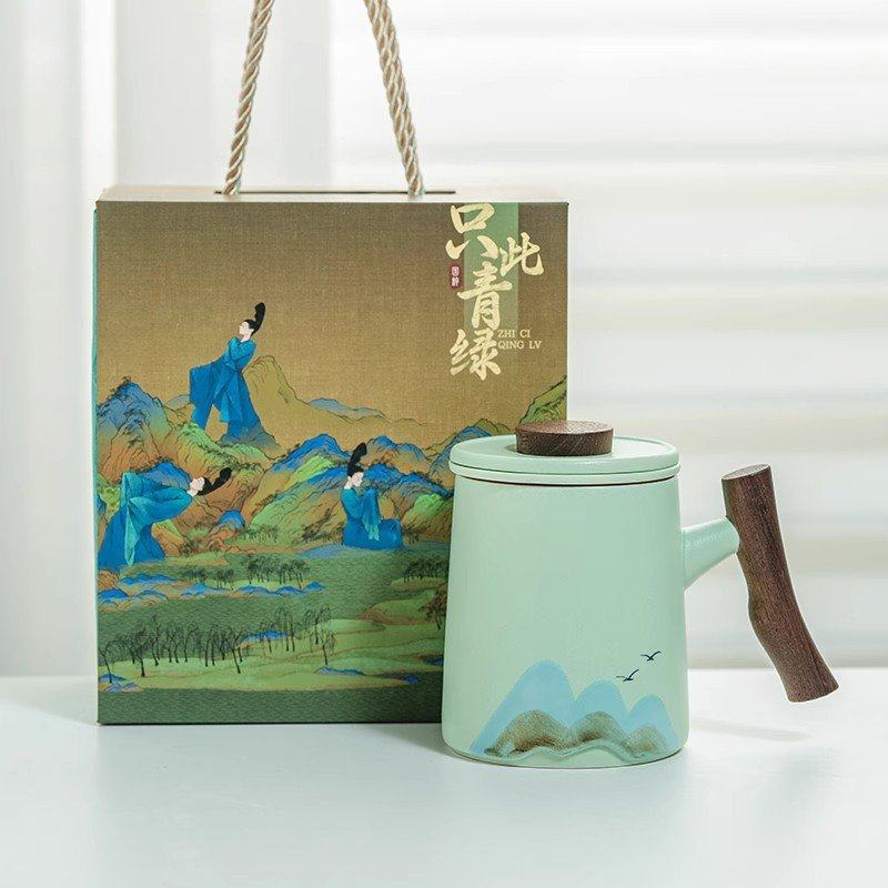 文创国风陶瓷办公杯茶水茶杯分离过滤泡远山马克杯商务礼品高档,节庆用品/礼品,文化创意杯子,淘宝优惠券,粉丝福利购,淘宝优惠卷