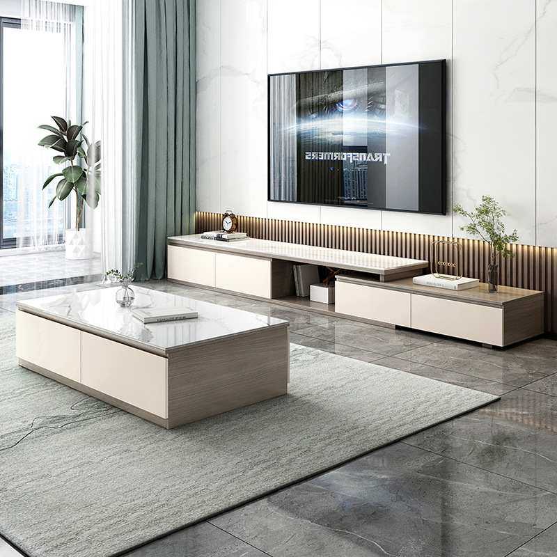 木月伸缩电视柜现代简约岩板电视柜大小户型多款客厅地柜电视机柜