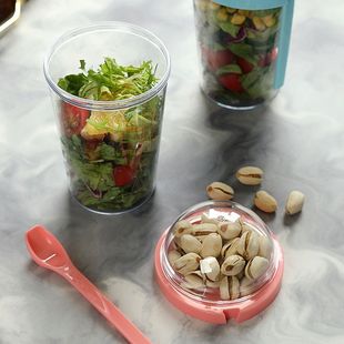 蔬菜水果沙拉杯带勺盖随身牛奶杯酸奶便携杯杯杯燕麦早餐密封