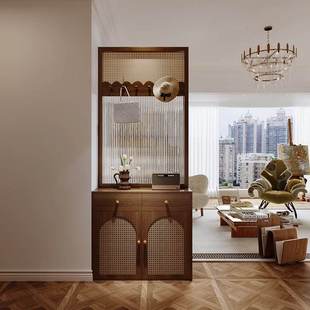 隔断假墙柜法式中古风实木屏风隔断柜家用客厅入户正对门一体挂衣