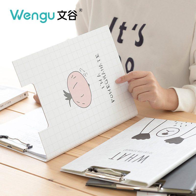 新品 文谷可爱卡通A4书写板夹纸质双板单夹写字垫板考试文件夹资
