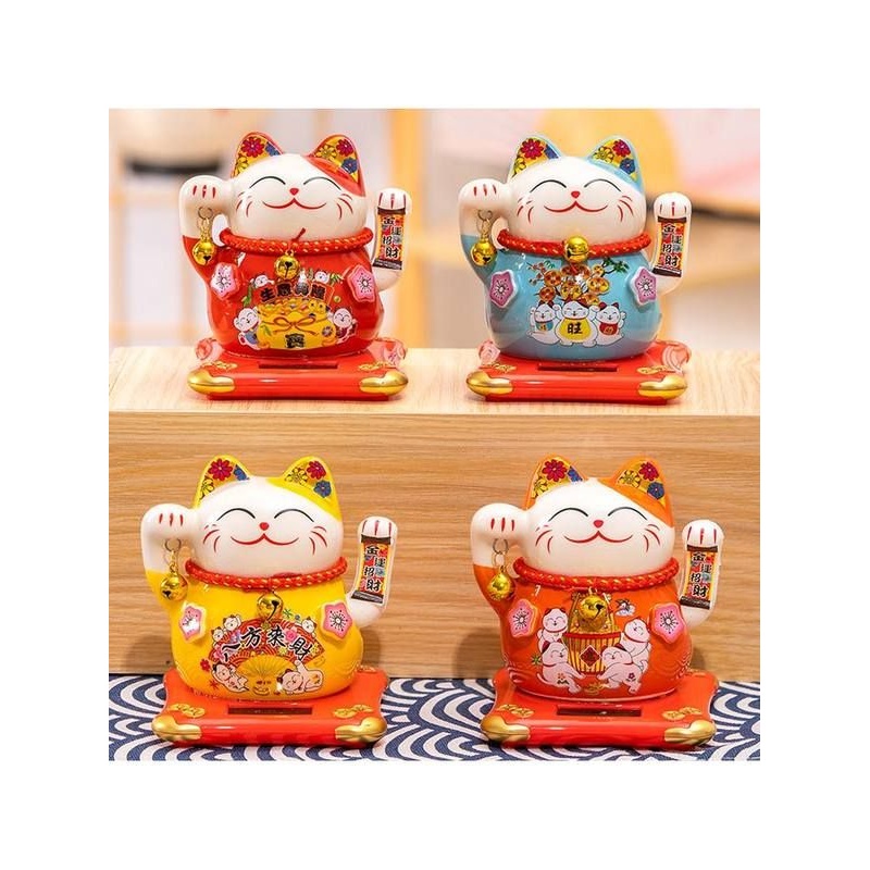 招财猫太阳能摇手车载小摆件自动招手家居客厅店铺开业桌面礼品