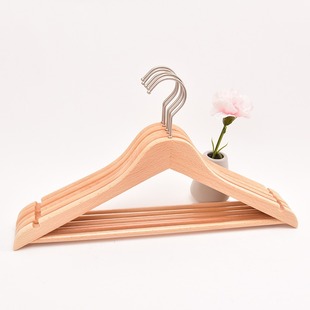 榉木实木衣架男士防滑木头无衣子子撑痕挂衣木制家用加厚防滑酒店