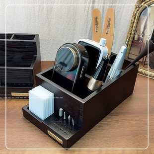 中古风美甲工具收纳盒打磨机打磨大容量色桌面片刷子用品胡桃棉头