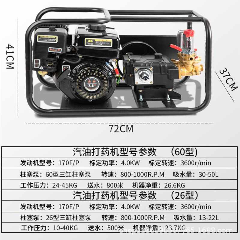 汽油打药机农用高压免黄油新式果树园农药施肥三缸泵四冲程喷雾器