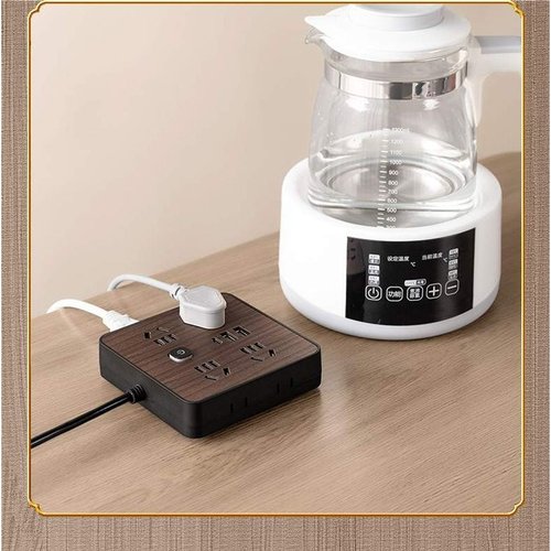 木纹插座多孔排插家用边插可脚二usb接线板多功能带接口充电收纳