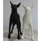 黑白色PU皮革灵缇犬狗模特服装 展示道具狗模型拍照道具