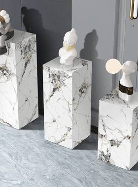 大理石底座摆台玄关岩板石材台立柱墩子落地客厅雕塑摆件家居饰品