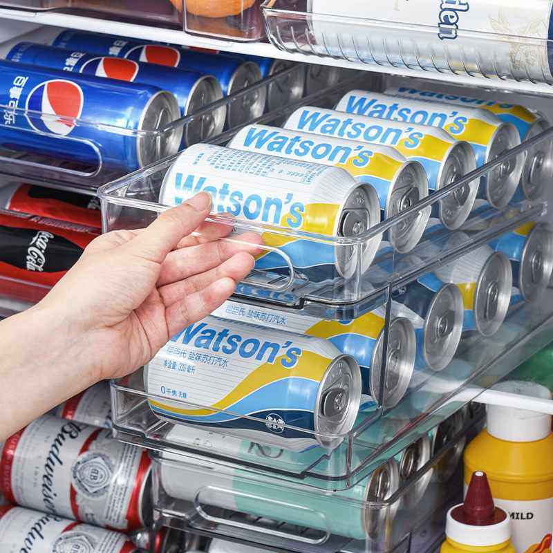 啤酒可乐冰箱收纳盒透明双层收纳物滚动储PET家用饮料盒易拉罐架,厨房/烹饪用具,密封罐,淘宝优惠券,粉丝福利购,淘宝优惠卷