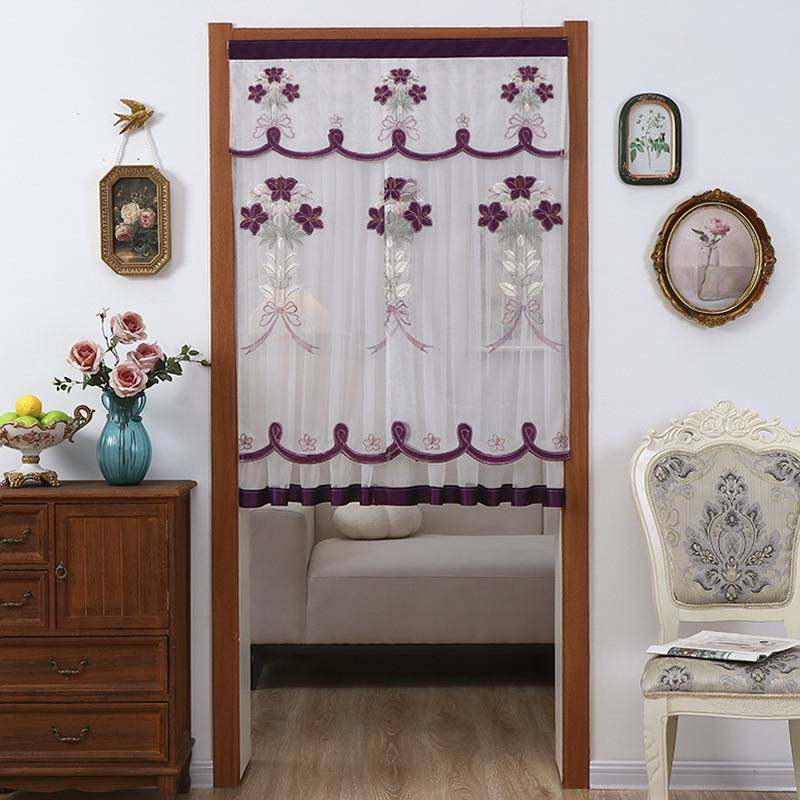 新款双层纱门帘纱帘隔断帘厨房蕾丝卫生间防帘半打孔装饰卧室免蚊,居家布艺,窗纱,淘宝优惠券,粉丝福利购,淘宝优惠卷