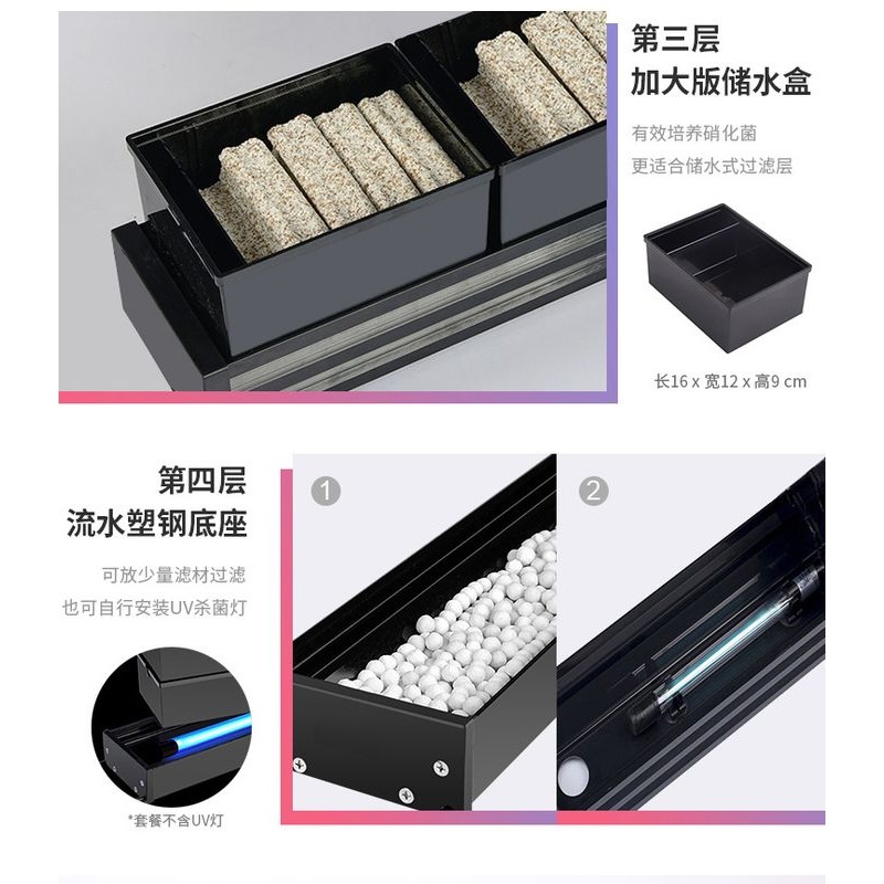 ATMAN创星滴流盒过滤槽过滤盒免换水小鱼缸乌龟过滤器上滤底滤盒