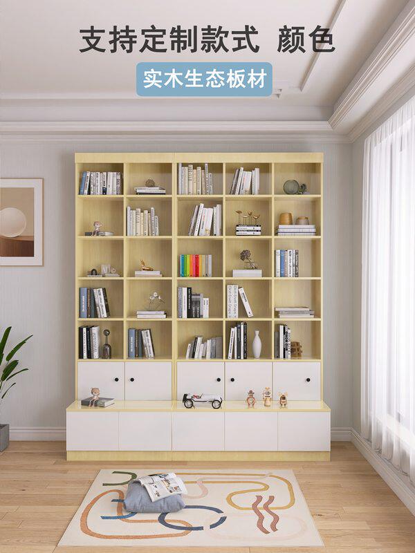 书柜一体整墙墙壁客厅置物放式轻奢靠墙卡座格子柜到顶共享