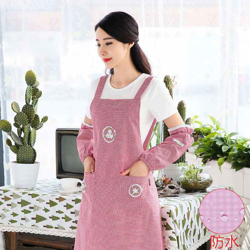 防水防油家用围裙两件套袖套厨房工作纯棉透气女背带时尚防污双层,家庭/个人清洁工具,围裙,淘宝优惠券,粉丝福利购,淘宝优惠卷