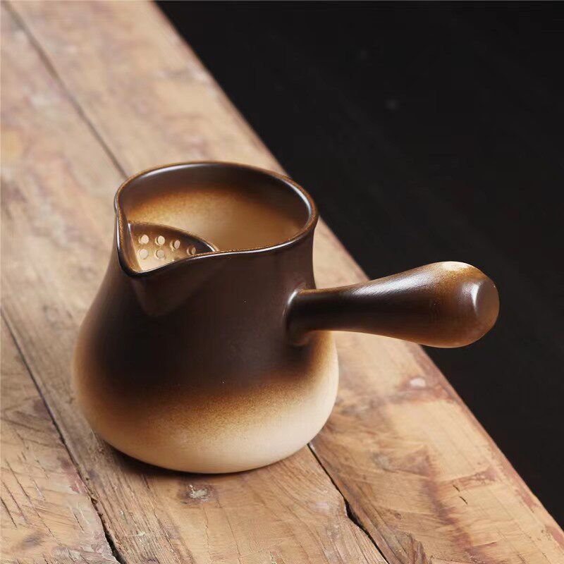 白泥煮茶壶侧把公道杯罐罐茶煮茶器耐烧炭炉电陶炉小号容量粗陶壶