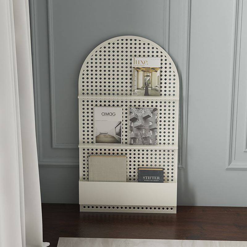 简约书报架铁艺客厅书架艺术风格杂志架咖啡店展示架可移动收