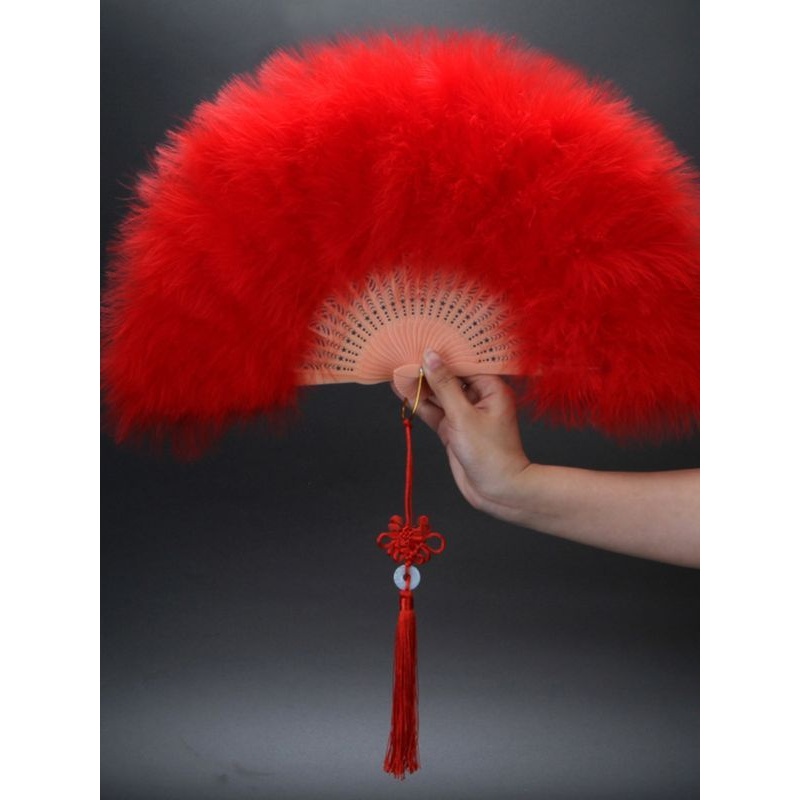 升级版全丝绒加厚羽扇标准扇旗袍走秀舞台表演扇舞扇50*30