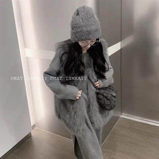 羊绒马甲女款2024秋冬新款狐狸毛外搭托卡皮草背心羊羔绒马夹外套