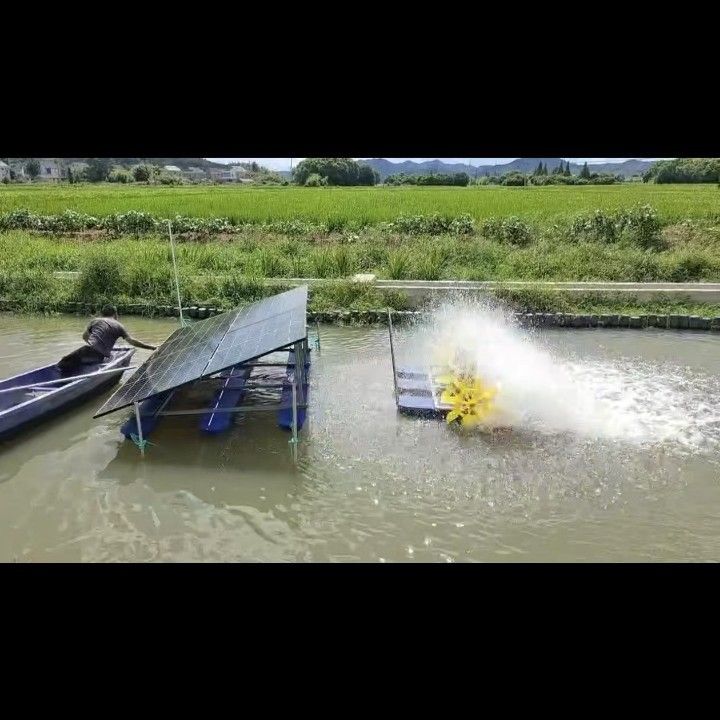 太阳能曝气机晒太阳水车增氧机48V曝气泵池塘养殖永磁电机出口泵