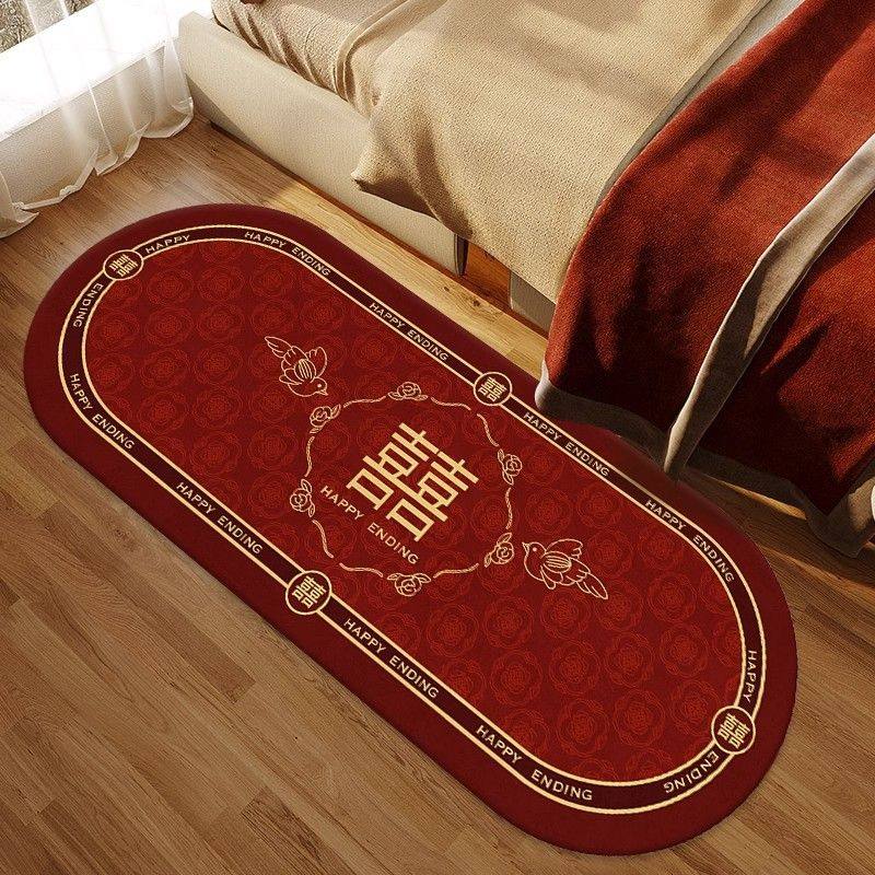 结婚卧室中式地毯婚房防滑门垫长条地垫入户床边喜庆毯地毯红色,居家布艺,床边毯,淘宝优惠券,粉丝福利购,淘宝优惠卷