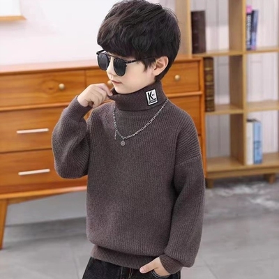 童装儿童毛衣一体绒高领男童毛衣加绒加厚冬季新款中大童打底衫潮