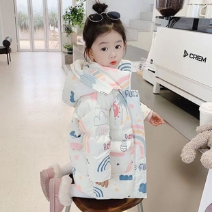 新款儿童羽绒服中长款洋气女宝冬季羽绒服加厚中小童宝宝保暖外套