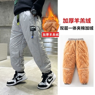 2022新款 外穿大儿童一体绒运动裤 一条过冬 子羊羔绒棉裤 男童加绒裤