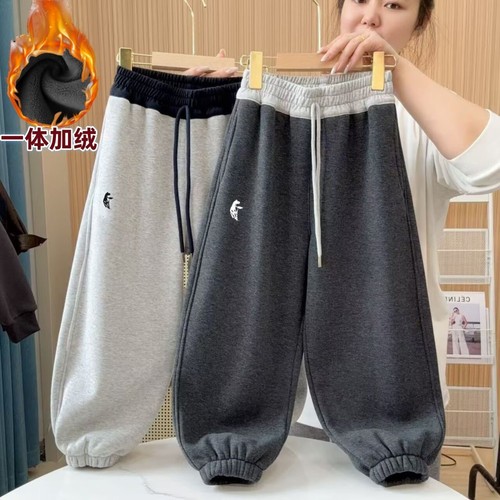 男童裤子加绒加厚冬季儿童运动裤2025新款中大童休闲裤