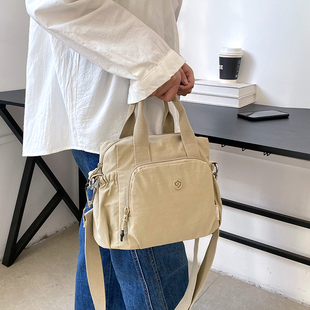 帆布新款手提单肩包女小包包时尚防泼水通勤斜挎包牛津布短途出差
