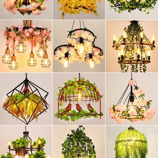 工业风植物灯泡吊灯主题餐厅清吧酒吧氛围吧台灯餐饮店铺商用灯饰