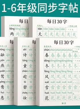 一年级二年级字帖下册上册每日30字练字帖小学生专用每日一练三年级四五六同步练字本楷书练习贴正楷钢笔点阵控笔训练硬笔书法拼音