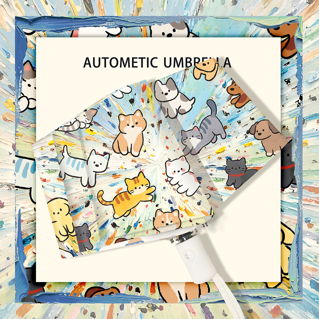 太阳伞防晒防紫外线女可爱猫咪遮阳伞晴雨两用自动雨伞学生高颜值