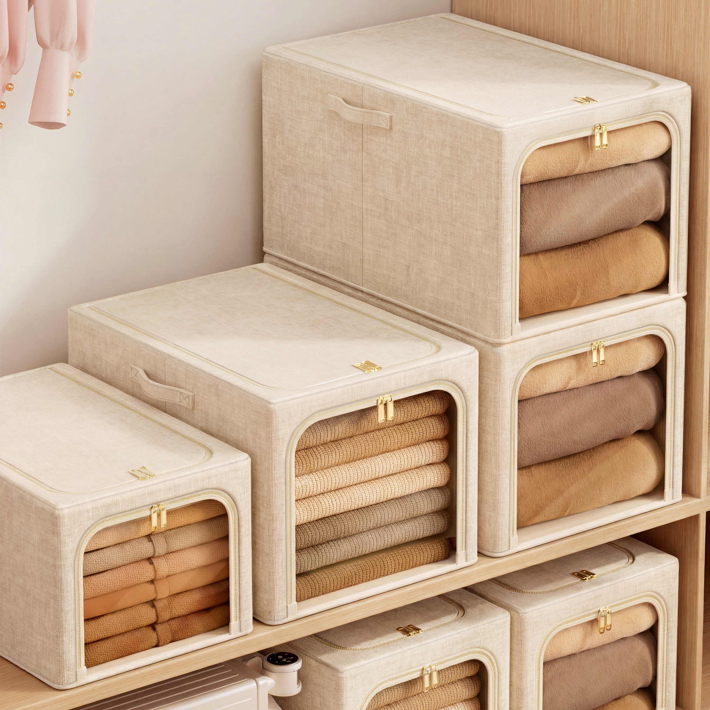 日本衣服收纳箱衣柜布艺收纳筐收纳盒百纳箱家用折叠被子收纳神器,收纳整理,收纳箱,淘宝优惠券,粉丝福利购,淘宝优惠卷